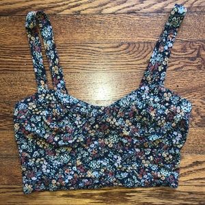 UO pins & needles Floral Crop Top